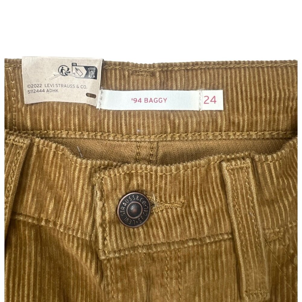 Levis 94 Baggy Corduroy Pants Size 24 Mid Rise Loose Fit Straight Leg Tan Womens - Picture 7 of 15